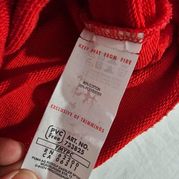 Puma Austria History Red Hoodie M Cotton/Polyester Full-Zip Sweatshirt Pockets - Picture 6 of 8
